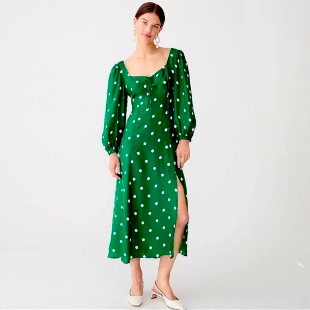 J.Crew Green Polka Dot Dress